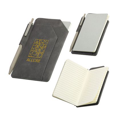 Custom Protege Mini Notebook With Pen & Front Pocket - Gray Custom Protege Mini Notebook With Pen & Front Pocket - Gray