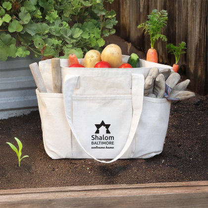 Custom Evergreen Garden Tool & Produce Bag - Natural In Use 