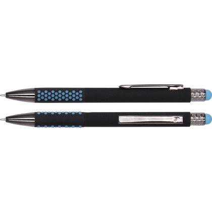 Custom Honeycomb Stylus Cello-Wrapped Pen - Sky blue Custom Honeycomb Stylus Cello-Wrapped Pen - Sky blue
