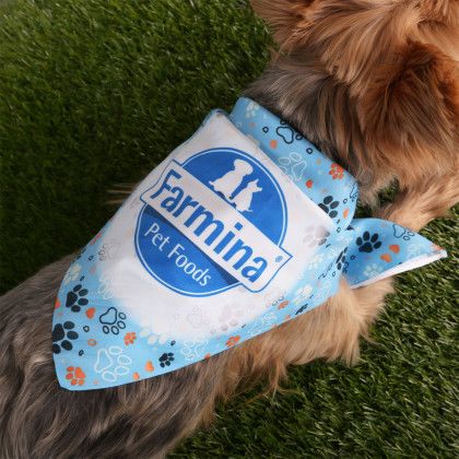 Custom Sublimated RPET Bandana - White In use Custom Sublimated RPET Bandana - White In use