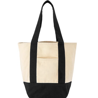 Custom Full Color Saratoga Mini Cotton Canvas Tote - Black Custom Full Color Saratoga Mini Cotton Canvas Tote - Black