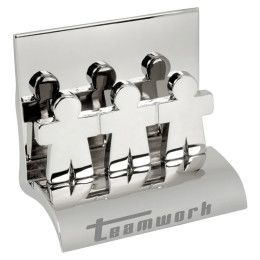 Custom Chrome Metal Business Card Holder - Hand in Hand