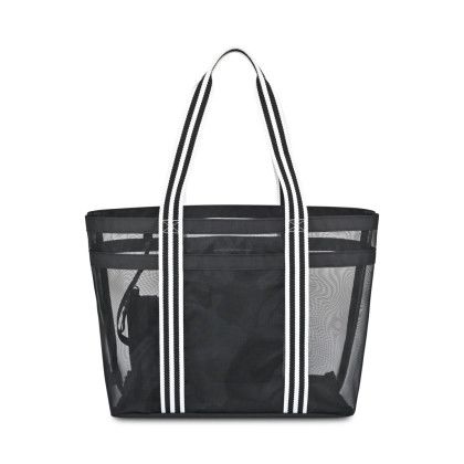Custom Playa Recycled Nylon Mesh Beach Tote - AWARE - Black Back View Custom Playa Recycled Nylon Mesh Beach Tote - AWARE - Black Back View