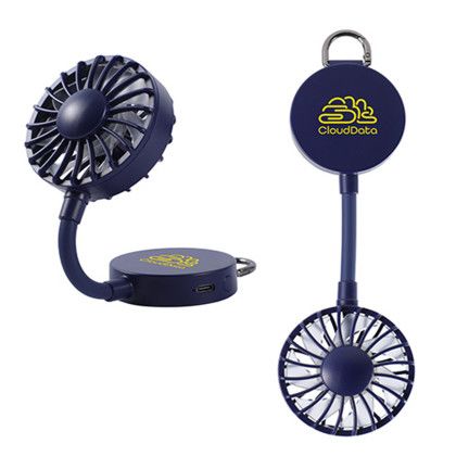 Custom Cool Clip Rechargeable Portable Fan with Magnet Base - Navy blue