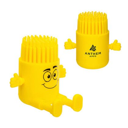 Custom Bristle Buddy Flexible Phone Stand - Yellow