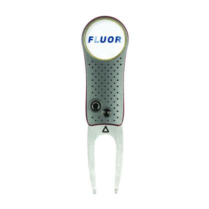 Custom Ahead Switchfix Divot Repair Tool - Gunmetal with Red open view Custom Ahead Switchfix Divot Repair Tool - Gunmetal with Red open view