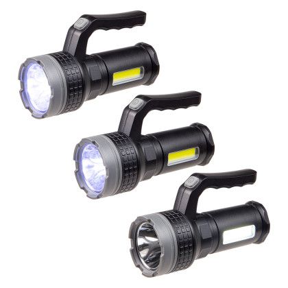 Custom Lyra Rechargeable COB Worklight + LED Flashlight - Black Side View Custom Lyra Rechargeable COB Worklight + LED Flashlight - Black Side View