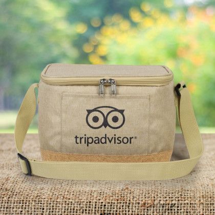 Custom Cork Lunch Cooler with Logo - Lifestyle View Custom Cork Lunch Cooler with Logo - Lifestyle View