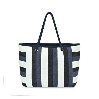 Custom Bayside Stripe Recycled Cotton Boat Bag - AWARE - Back View Custom Bayside Stripe Recycled Cotton Boat Bag - AWARE - Back View