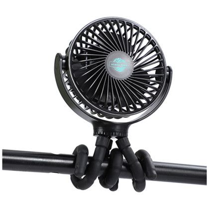 Custom Twisty Rechargeable Portable Fan with Bendable Tripod Feet - Black In use
