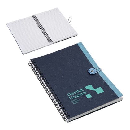 Custom Centrum Spiral Notebook With Elastic Closure - Navy blue with blue Custom Centrum Spiral Notebook With Elastic Closure - Navy blue with blue