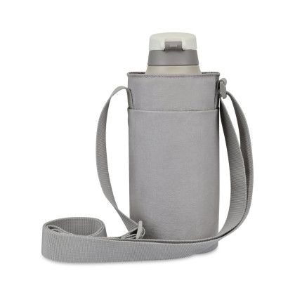 Custom Aviana Rowan Recycled Nylon Bottle Sling - AWARE - Taupe back view Custom Aviana Rowan Recycled Nylon Bottle Sling - AWARE - Taupe back view