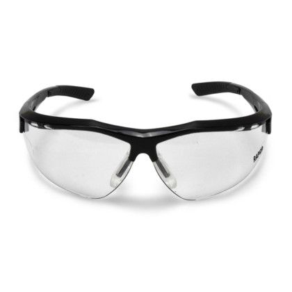 Custom Thraxus Safety Eyewear - Black Frame Clear Anti-Fog Lens - Front view Custom Thraxus Safety Eyewear - Black Frame Clear Anti-Fog Lens - Front view