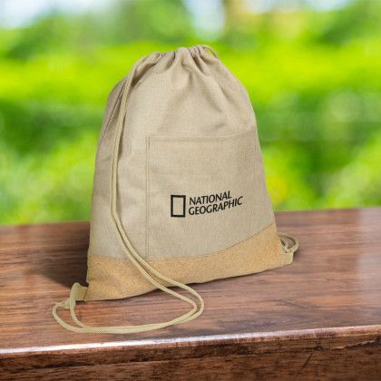 Custom Kraft Cork Drawstring Backpack - Lifestyle View 