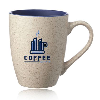 Custom 10 oz Sesame Speckled Two Tone Coffee Mugs - Blue Custom 10 oz Sesame Speckled Two Tone Coffee Mugs - Blue