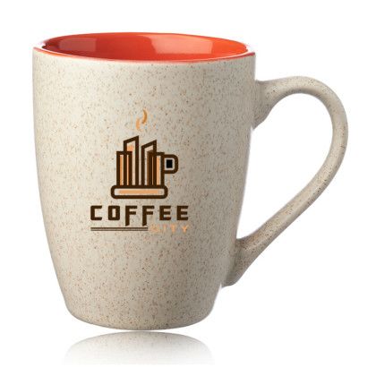 Custom 10 oz Sesame Speckled Two Tone Coffee Mugs - Orange Custom 10 oz Sesame Speckled Two Tone Coffee Mugs - Orange