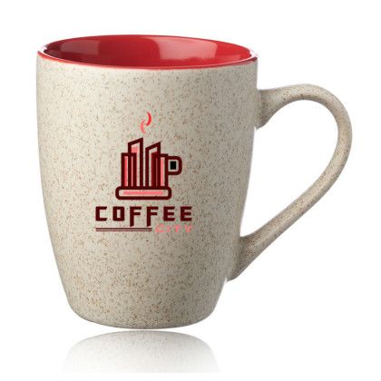 Custom 10 oz Sesame Speckled Two Tone Coffee Mugs - Red Custom 10 oz Sesame Speckled Two Tone Coffee Mugs - Red