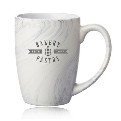 Custom 10 oz Marble Glaze Ceramic Mugs - Black