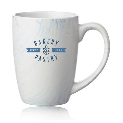 Custom 10 oz Marble Glaze Ceramic Mugs - Blue