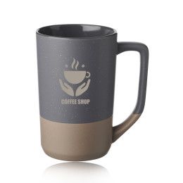 Custom 17 oz. Speckle Glazed Two Tone Ceramic Mugs - Grey