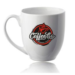 Printed Logo White Bistro 16 oz Glossy Coffee Mug | Custom Tea Cups