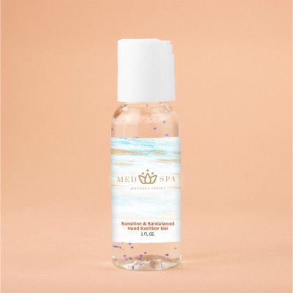 Custom Moisturizing Sanitizer With Beads: 1 oz - Sunshine and Sandalwood Custom Moisturizing Sanitizer With Beads: 1 oz - Sunshine and Sandalwood