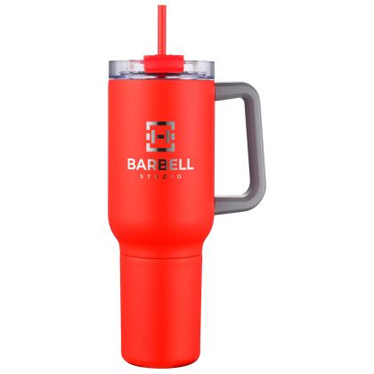 Custom Novo Combo 20 oz Vacuum Insulated Stainless Steel Mug and Screw-On 12 oz Can Cooler - Red