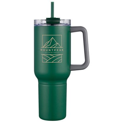 Custom Novo Combo 20 oz Vacuum Insulated Stainless Steel Mug and Screw-On 12 oz Can Cooler - Green