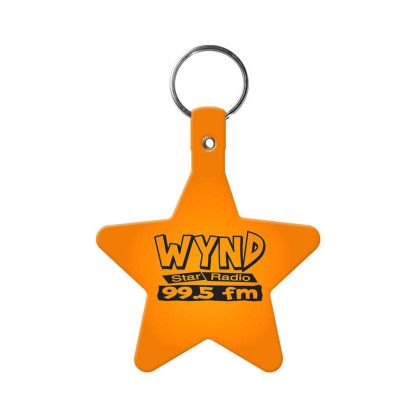 Custom Star Flexible Key Tag - Translucent orange