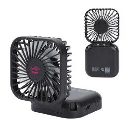 Custom Whirlwind Mini Folding Rechargeable Fan with Lanyard - Black Custom Whirlwind Mini Folding Rechargeable Fan with Lanyard - Black