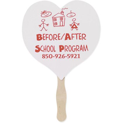 Custom Stock Shape Hand Fan - Heart Custom Stock Shape Hand Fan - Heart