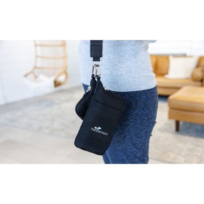 Custom Well Studio Recycled Nylon Dual Pouch Lanyard - AWARE - Black In use