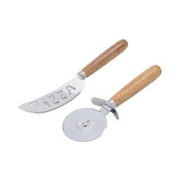 Custom Tuscany 2-Piece Pizza Cutter Set - Brown