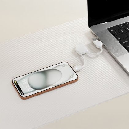 Custom Xoopar Octo Mini Charging Cable - White Lifestyle View Custom Xoopar Octo Mini Charging Cable - White Lifestyle View