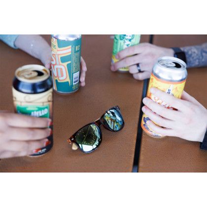 Custom CapeShades Recycled Bamboo Sunglasses Black Frame - Green In use Custom CapeShades Recycled Bamboo Sunglasses Black Frame - Green In use