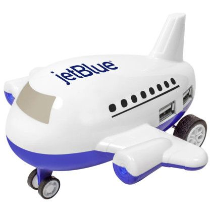Custom Airplane 4-Port USB Hub - White with blue with black Custom Airplane 4-Port USB Hub - White with blue with black