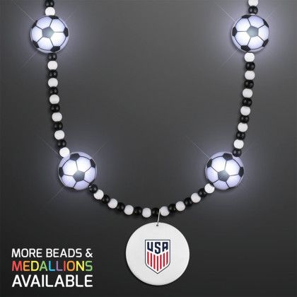 Custom LED Soccer Bead Necklace, World Cup Medallion Custom LED Soccer Bead Necklace, World Cup Medallion