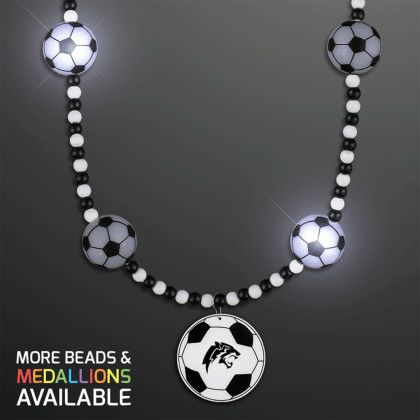 Custom Light Up Soccer Ball Beads Necklace with Soccer Medallion