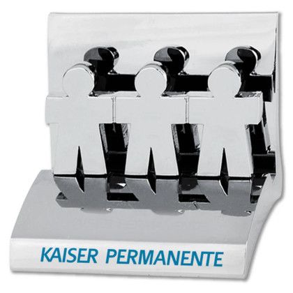 Custom Chrome Metal Business Card Holder - Hand in Hand - Silver Front View 