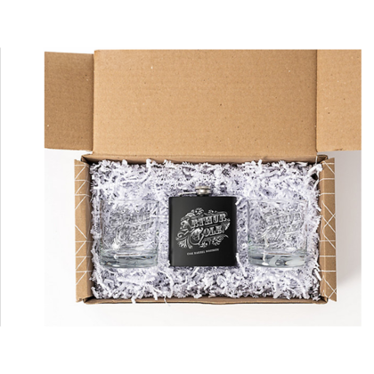 Custom 3 Piece Whiskey Gift Set - Black with clear Packaging View Custom 3 Piece Whiskey Gift Set - Black with clear Packaging View
