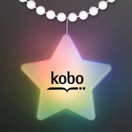 Custom Multicolor LED Glow Star Clip-On Light Badge with White Beads