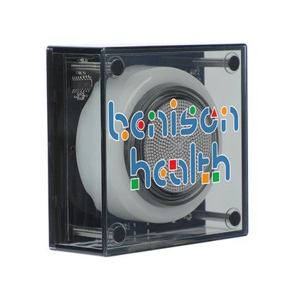 Custom Indigo Light-Up Wireless Speaker - Clear Angle view Custom Indigo Light-Up Wireless Speaker - Clear Angle view