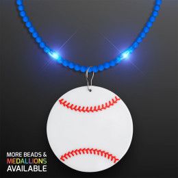 Custom Still-Light Blue Beads With Baseball Medallion