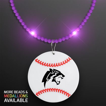 Custom Still-Light Purple Beads With Baseball Medallion