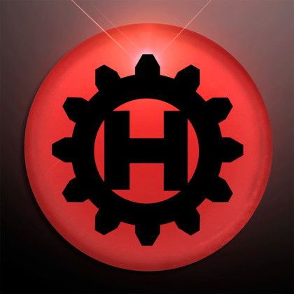 Custom Red LED Frosted Circle Badge with Safety Pin