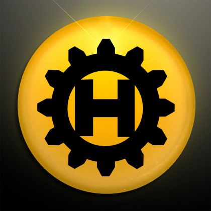 Custom Yellow LED Frosted Circle Badge with Safety Pin
