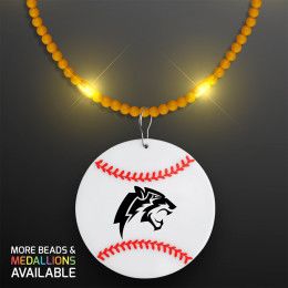 Custom Still-Light Yellow Beads With Baseball Medallion