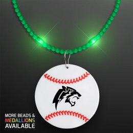 Custom Still-Light Green Beads With Baseball Medallion Custom Still-Light Green Beads With Baseball Medallion