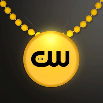 Custom Yellow LED Circle Badge with Beads - Yellow Custom Yellow LED Circle Badge with Beads - Yellow