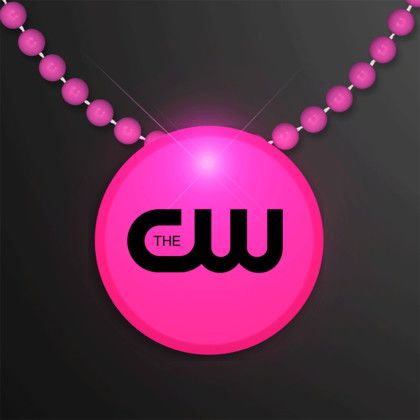 Blue LED Circle Badge with Beads - Pink Blue LED Circle Badge with Beads - Pink